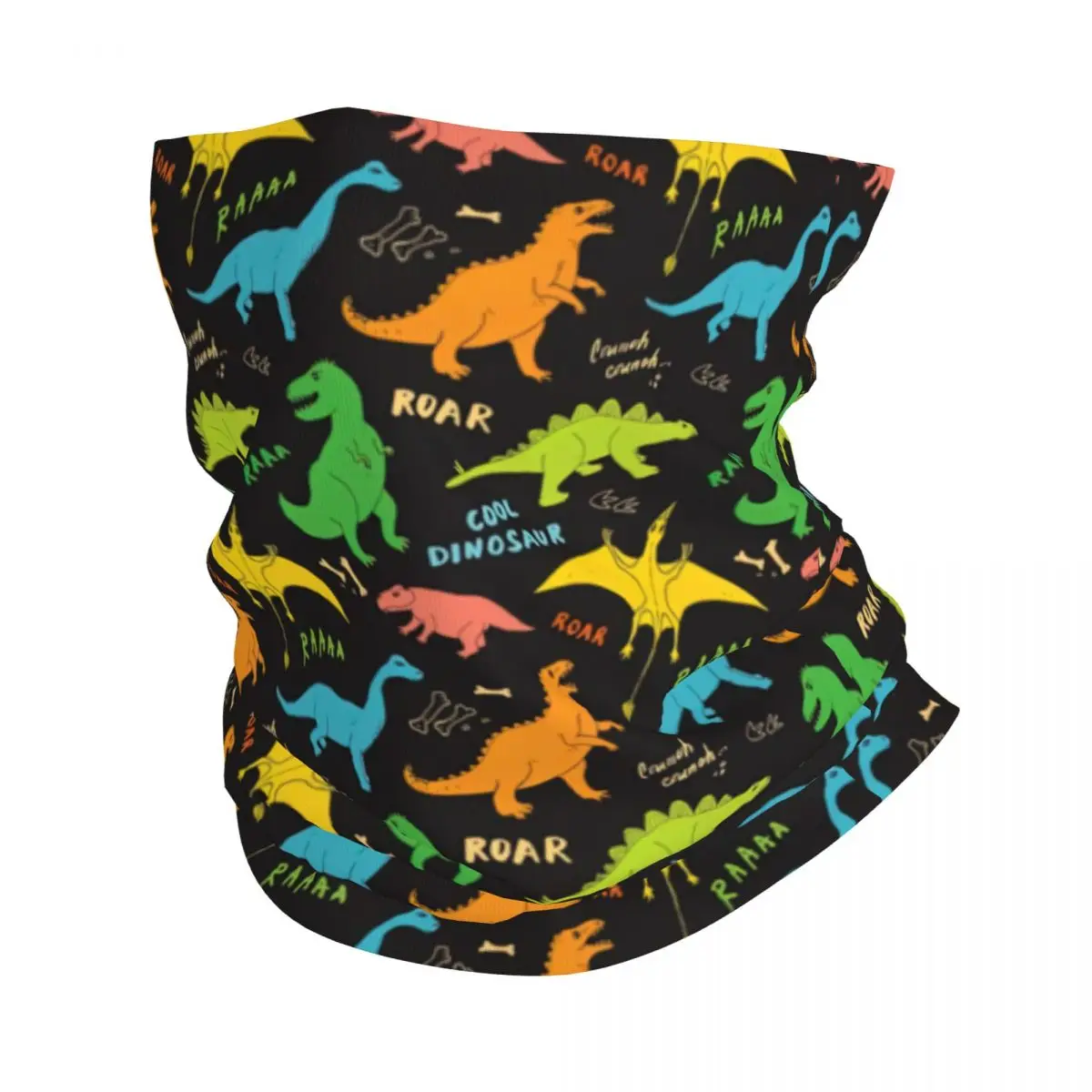 gaiter pescoco estampa de dinossauro a prova de vento para homens e mulheres bandana animal dos desenhos animados lenco de inverno 01