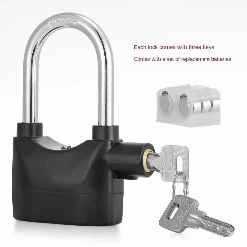 Zinc alloy full copper core built-in motion sensor security 110db siren alarm lock universal anti-theft padlock for bicycle moto