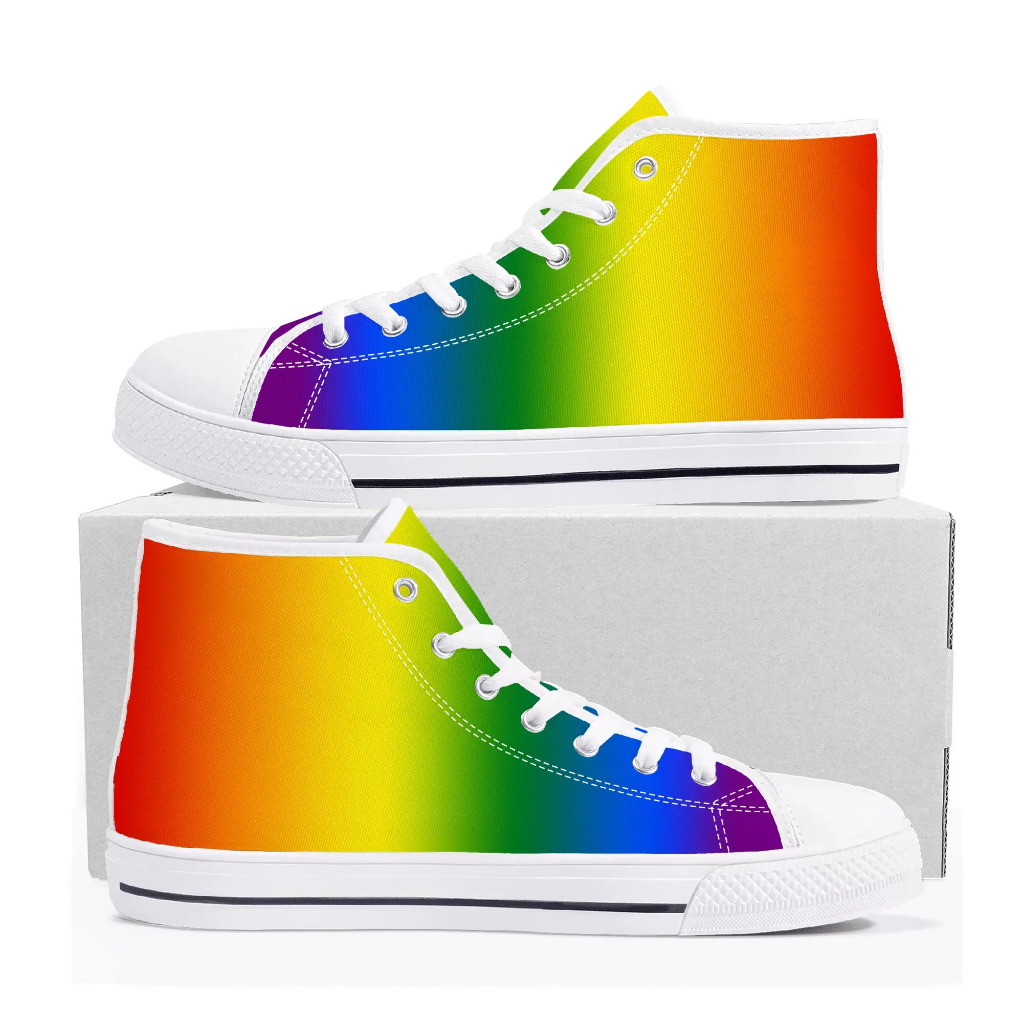 LGBT ocmogic Pride rainbow High Top Sneakers Mens Womens Teenager Canvas Sneaker Casual Custom Made Shoes Customize Shoe