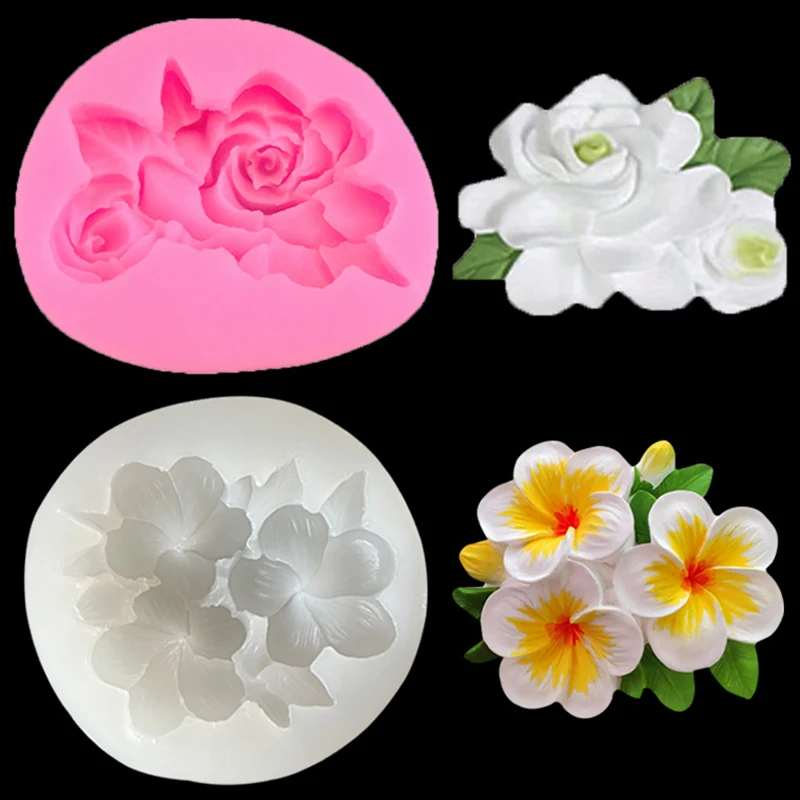 1Pc Flower Shape Silicone Mold Gardenia Plumeria Rubra Molds Cupcake Jelly Candy Fondant Chocolate Decoration Baking Tool