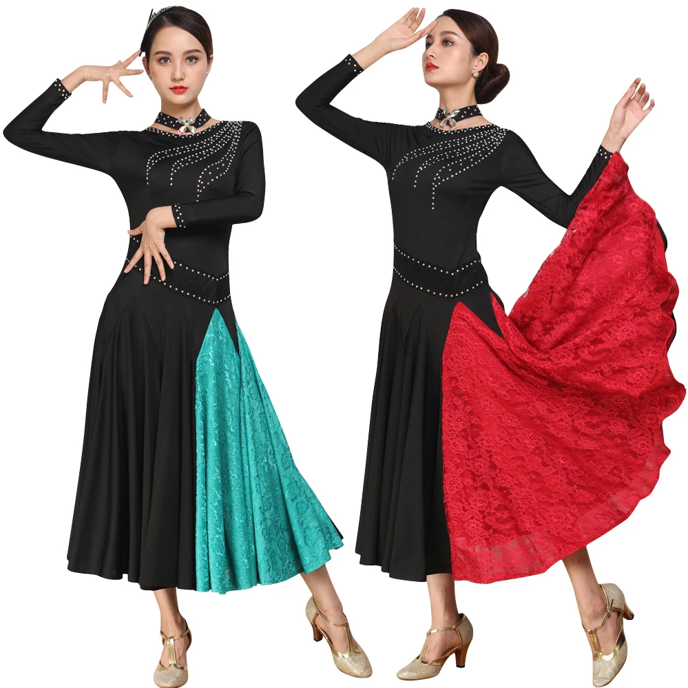 Abiti da ballo da sala per le donne Costume da spettacolo teatrale di alta qualità pratica indossare abiti da Flamenco floreali abbigliamento da ballo esotico