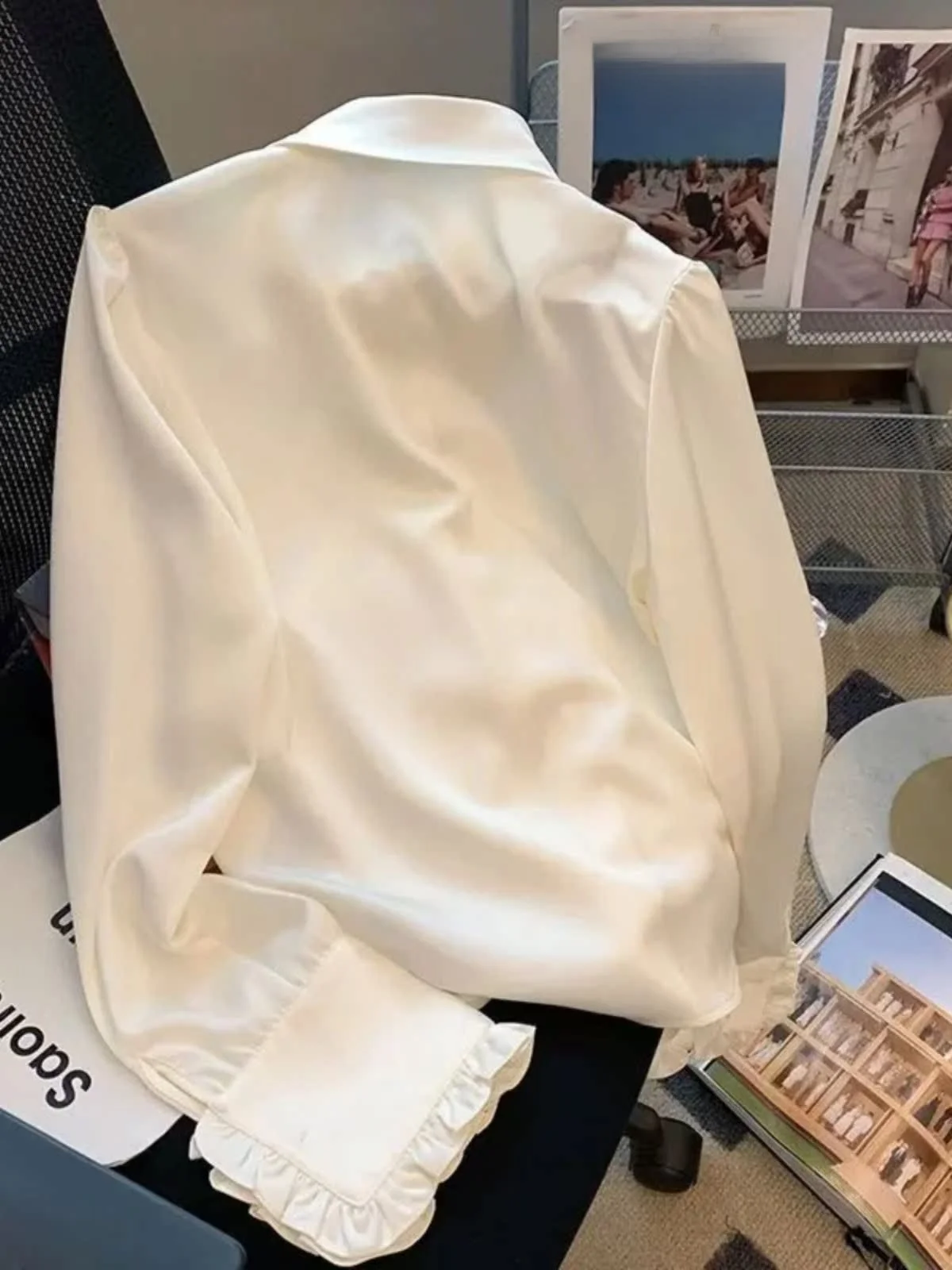 قميص نسائي بأكمام طويلة من الدانتيل الفرنسي، مزين بالزهور، أنيق وعصري، مريح ومناسب للشابات من سن 8 إلى 24 عامًا