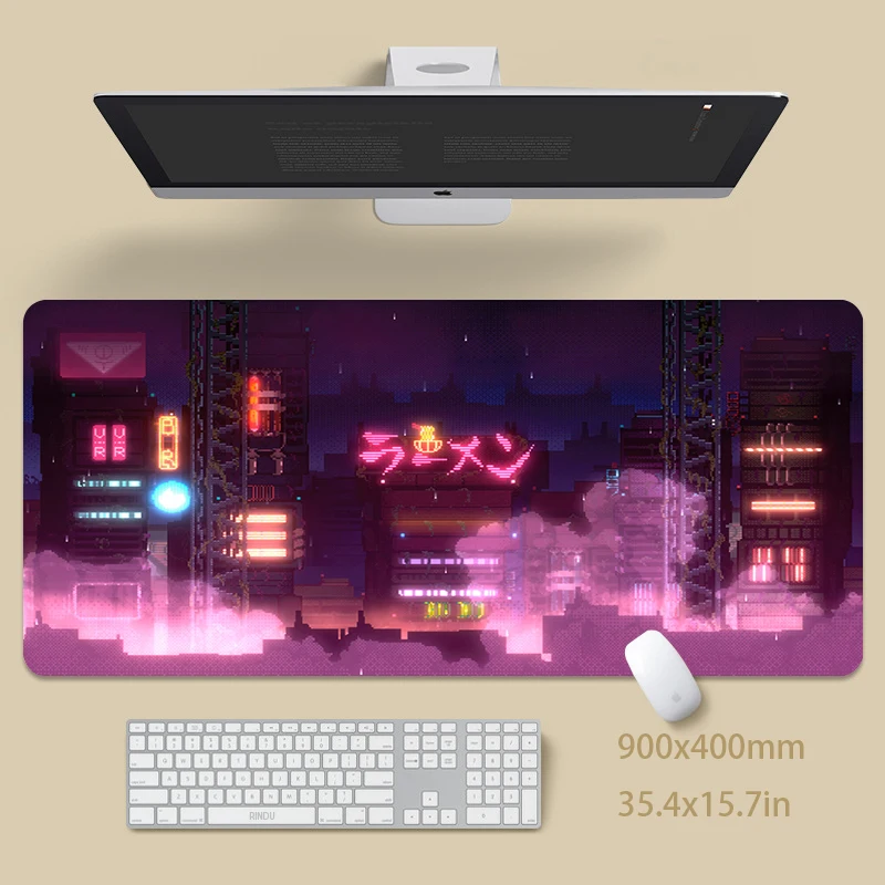 

Cyber City Large Mouse Mat Gaming Mousepad Big Gamer Mousepads 39.3x19.6in Rubber Keyboard Mats Desk Pad HD Mouse Pads