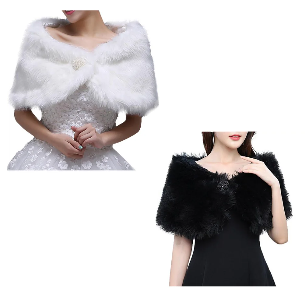 

Warm Shawl For Women Winter Bride Tippet Acrylic Fiber Cape Comfortable Lightweight Wedding Party Prom Decoration White