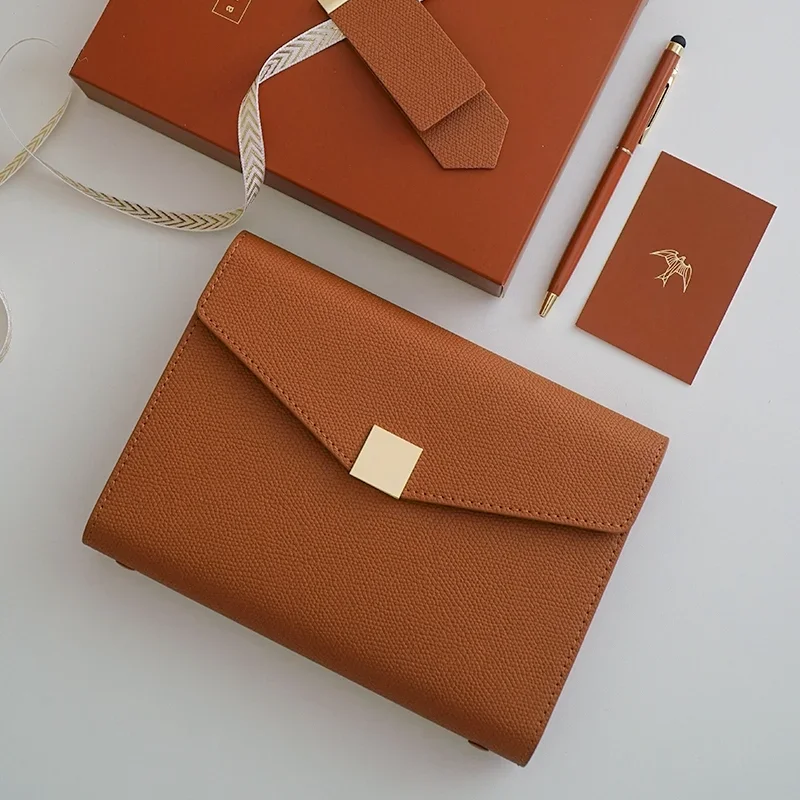 A5 Pu Leather Binder Notebook Journal Diary Planner Loose-leaf Business Exquisite Office Notebook Gift Box School Stationery