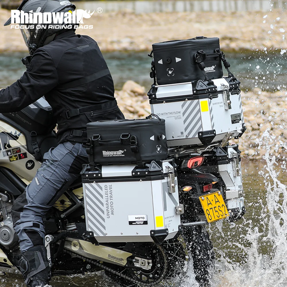 

Rhinowalk Motorcycle Top Case Bag Rainproof Dry Side Case Expansion Bag Hardshell Saddle Luggage Bag For ADV BMW R1200GS R1250G