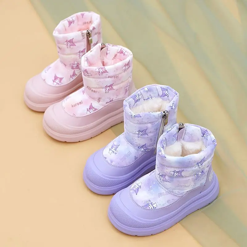 

Sanrio Kuromi Girl Cotton Shoes Child Winter Thicken Outerwear Short Boots Anime Cartoon Anti-Slip Ankle Boots New Casual Shoe