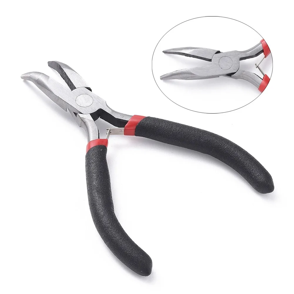 1Pc Polishing Carbon Steel Bent Nose Jewelry Plier for Jewelry Making Supplies 12.5Cm Long