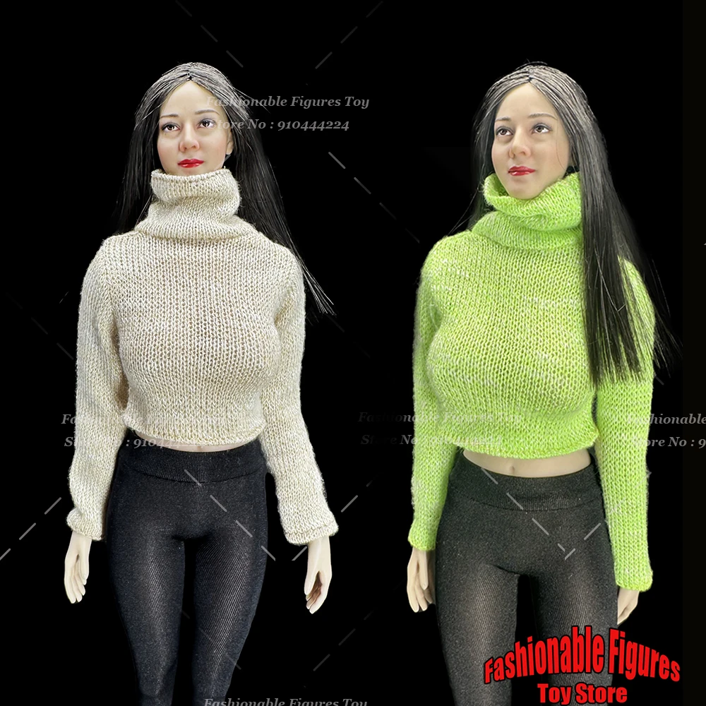 

1/6 Women Soldier Sweater Classic Turtleneck Knitted High Necked Crop Tops Bottoming Pullovers Fit 12" Action Figure Body Dolls