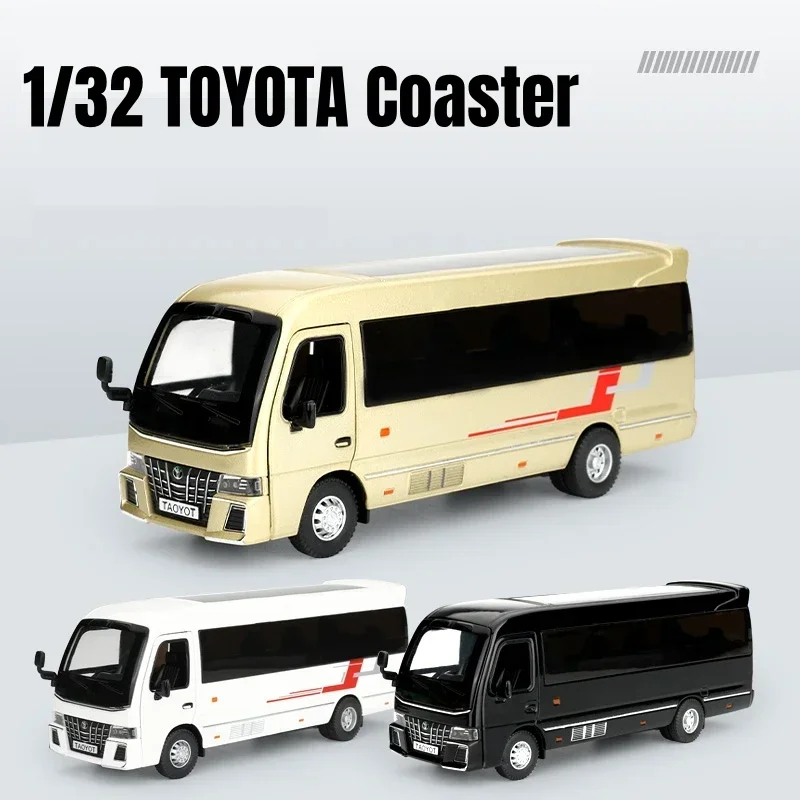 1:32 Toyota Coaster Coach Van Toy Car Model Diecast Alloy Lexury Bus Miniature Pull Back Collection regalo per bambini ragazzi Kid