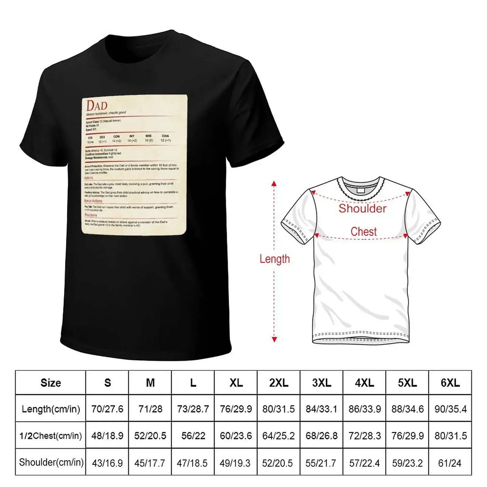 D&D Dad Stat Block T-shirt plus size tops tees summer top sweat shirts, men