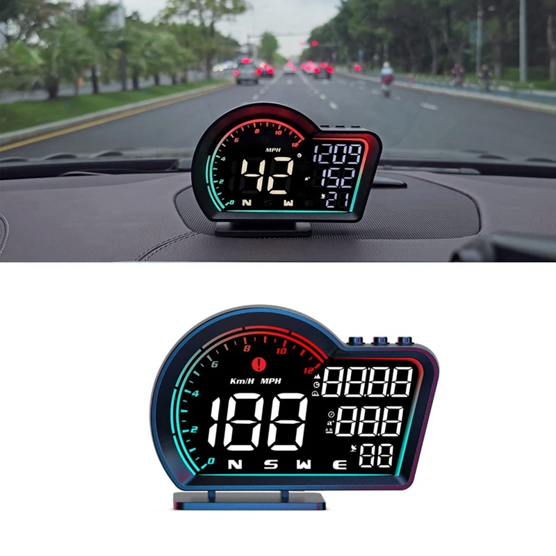 Digital GPS Speedometer Universal Car Component Head Up Display With Speed MPH Compass Direction Fatigue Driving Reminder