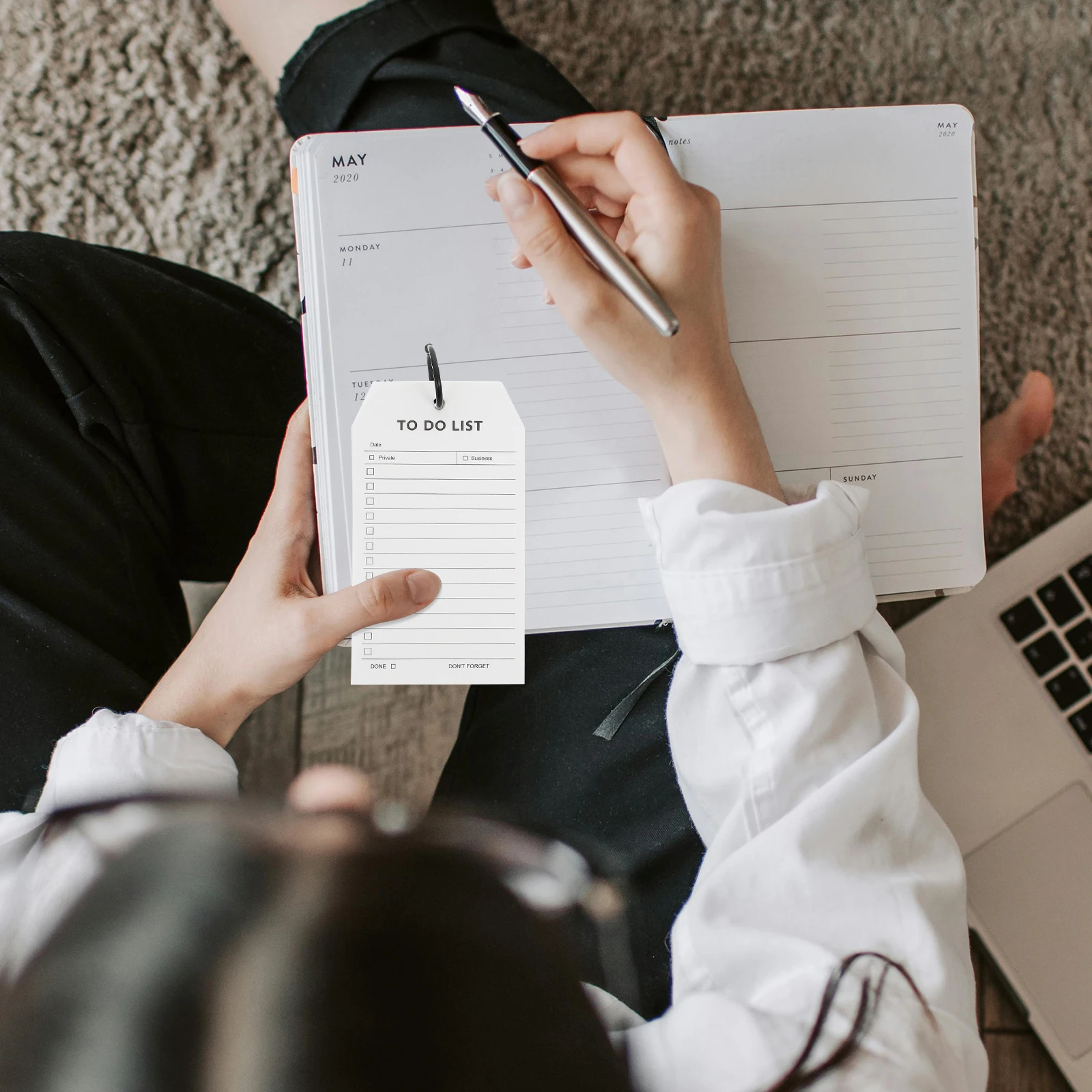 6 قطع من وسادة المذكرات الدائرية المحمولة للمخطط اليومي، ورق عالي الجودة، سهل الحمل للسفر المكتبي والمدرسة