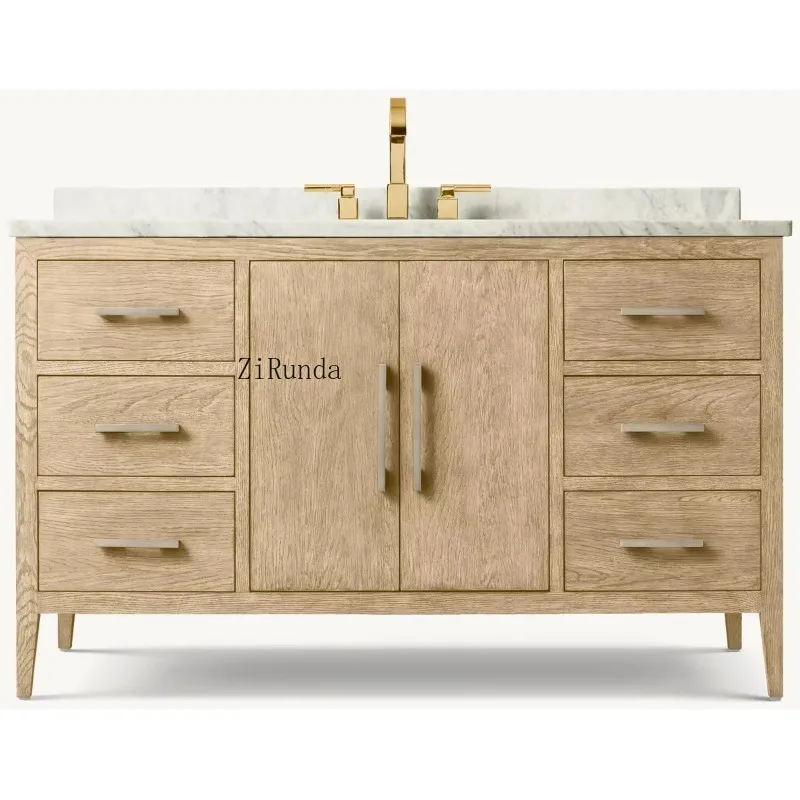 R American solid wood wash basin and high-end luxury home desktop made of natural marble