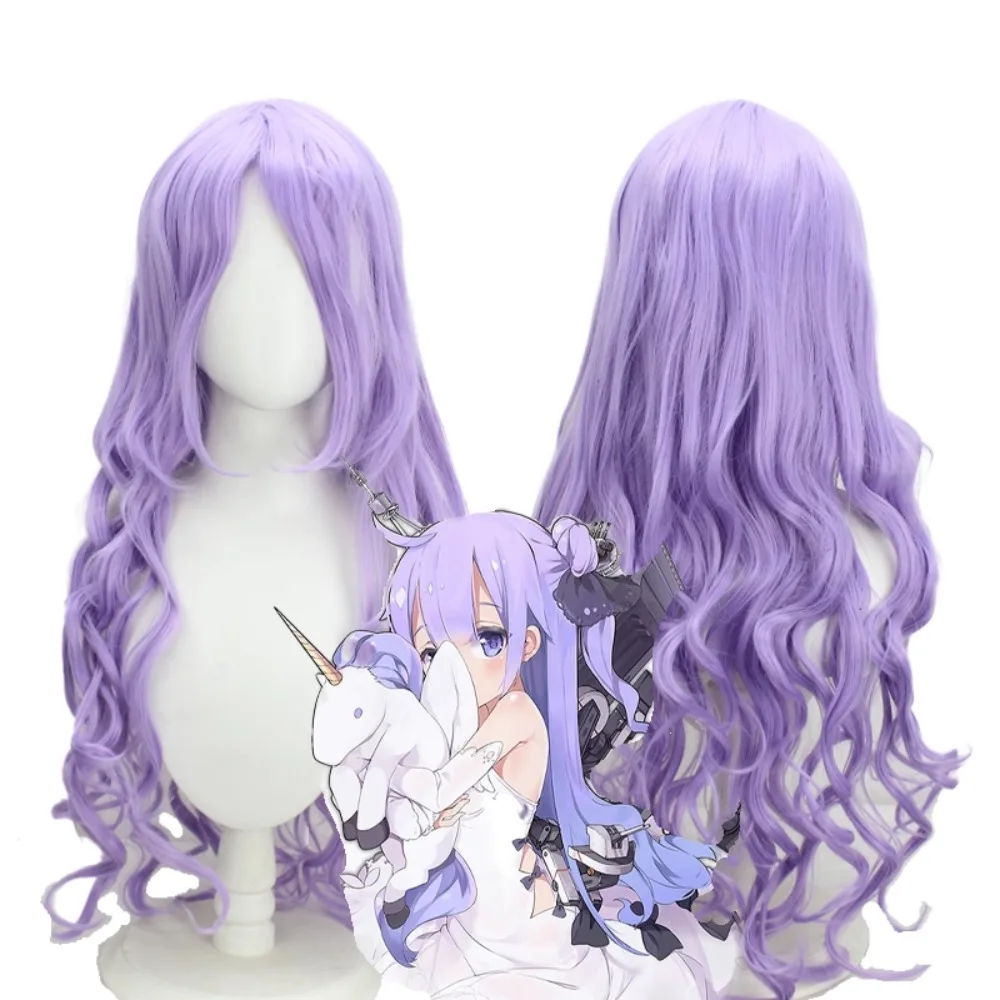 

Azur Lane Unicorn Фиолетовый Длинный Вьющийся Парик Для Косплея Аниме Волосы