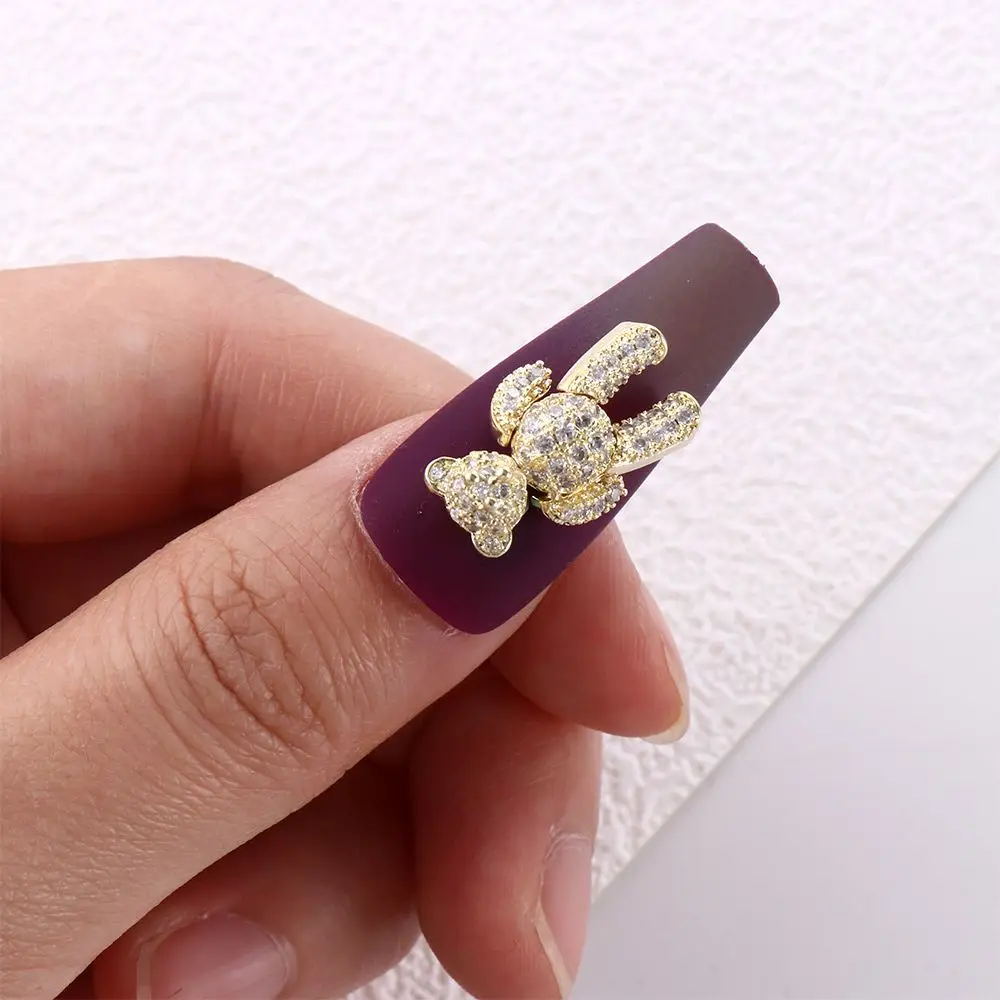

DIY серебряные фианиты, подвески, блестящие роскошные украшения для ногтей, 3D украшения для ногтей, искусственный медведь, украшения для ногтей, маникюр