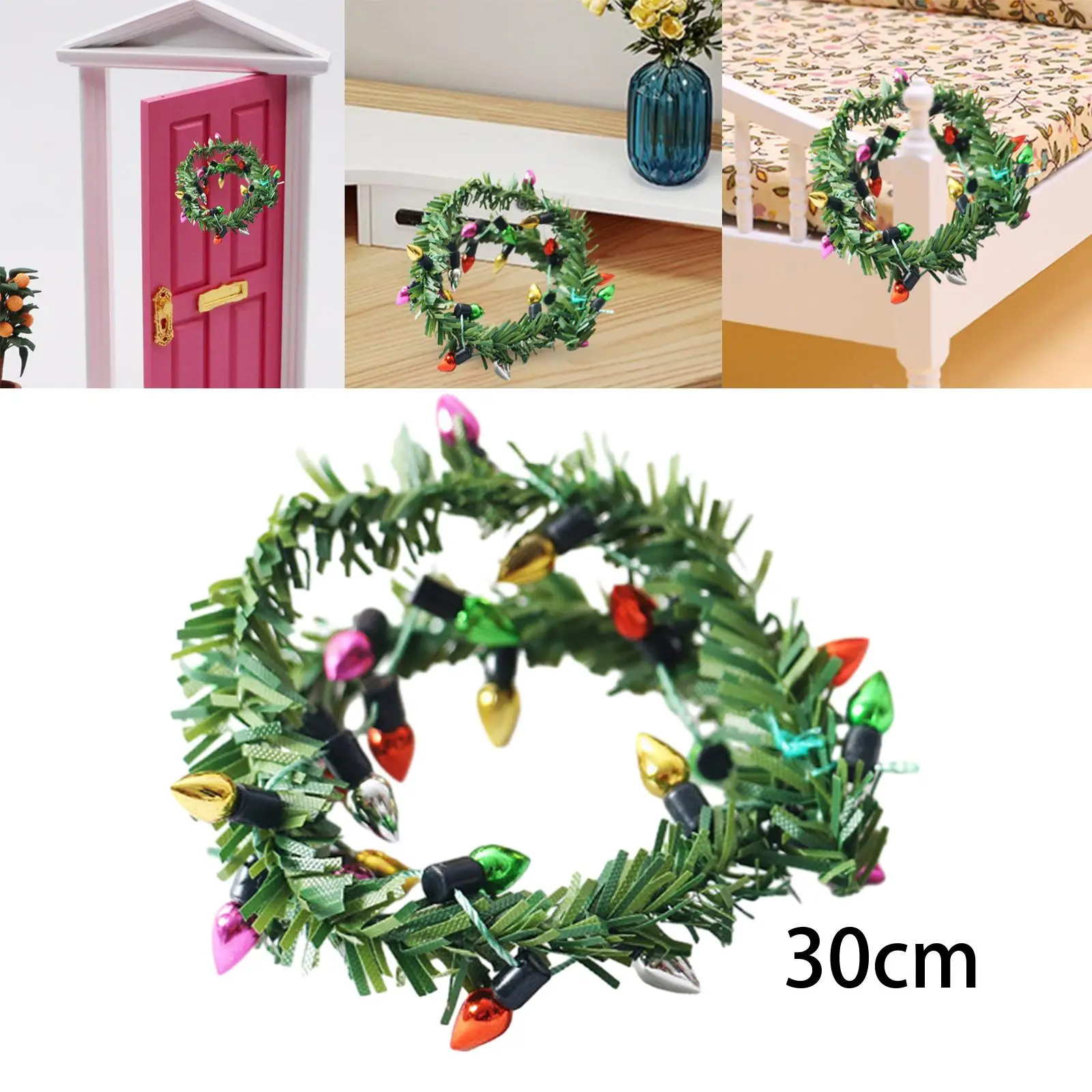 1/12 Bedroom Miniature Furniture Not Glowing Dollhouse Christmas Miniature Lights String Christmas Decoration DIY Decorative