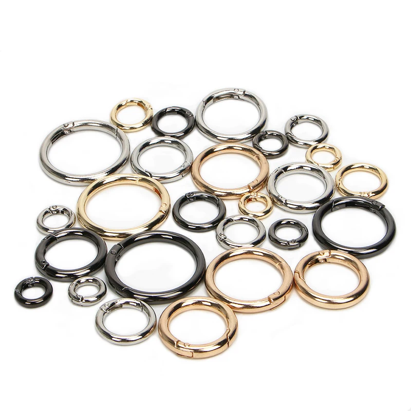 10pcs Spring O Rings Round Carabiner Snap Clip Trigger Spring Keyrings Buckle O Ring for Bags Purse Shoulder Strap Buckle