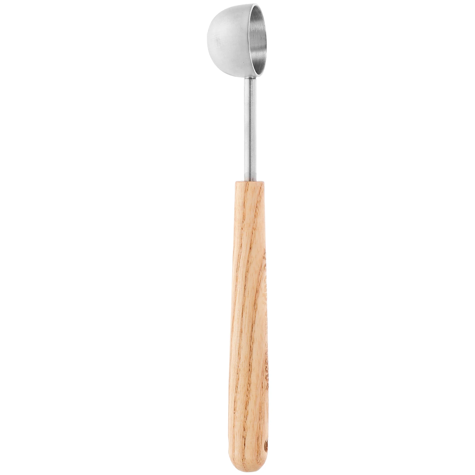 

Stainless Steel Measuring Spoons Set Silver Finish Long Handle Coffee Scoop Powdered Milk Spoon Wood Handle Design