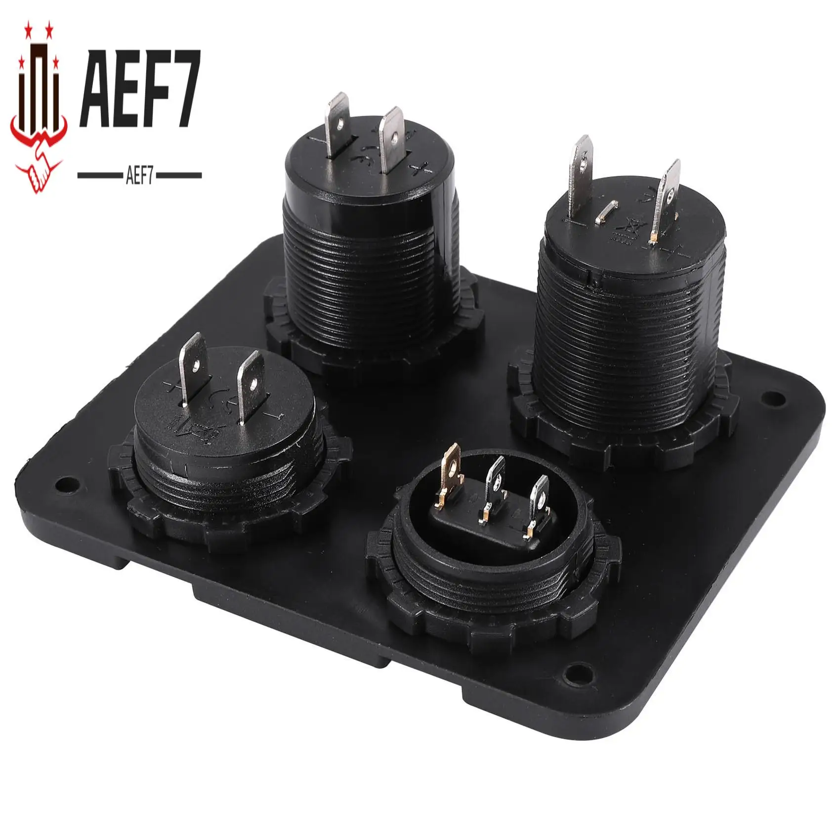 AEF7-4 Function Panel Dual USB Charger Green LED Volt 12V Power Outlet ON-OFF Switch