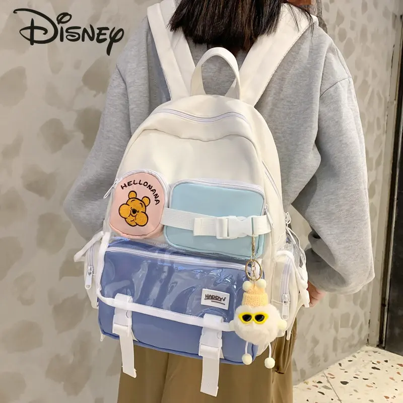 Ransel anak perempuan Disney Winnie Bear, ransel murid, kapasitas besar, segar, kecil, ransel modis, kualitas tinggi