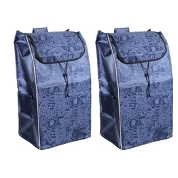 72L Storage Bag For Shopping Trolley Hand Trolley Replacement Bag With Side Pockets Oxford Cloth Waterproof Storage Bag