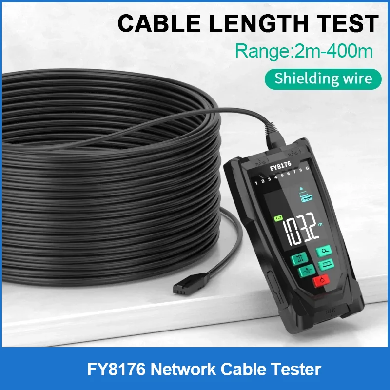 FY8176 Network Adjustable Cable Tester Distance Location Cable Length Test TDR RJ45 Digital Network Line Finder Wire PoE Checker