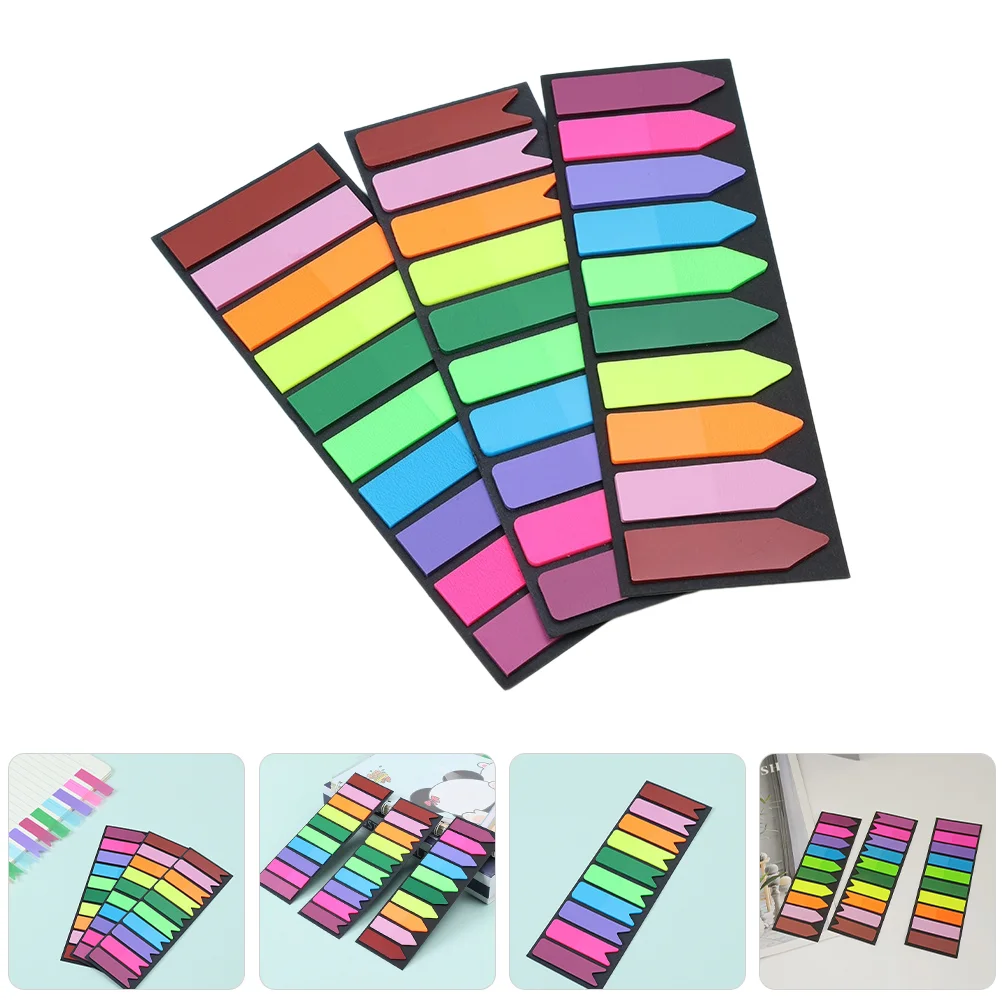 300 Pcs Colorful Self Adhesive Book Tabs Transparent Waterproof Marking Flags Strip Arrow Fish Tail 3 Sets Student