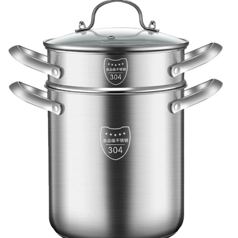 304 Stainless Steel Fryer Spaghetti Pot Asparagus Pot Noodle Pot Steamer High Soup Steaming Integrated Multifunctional