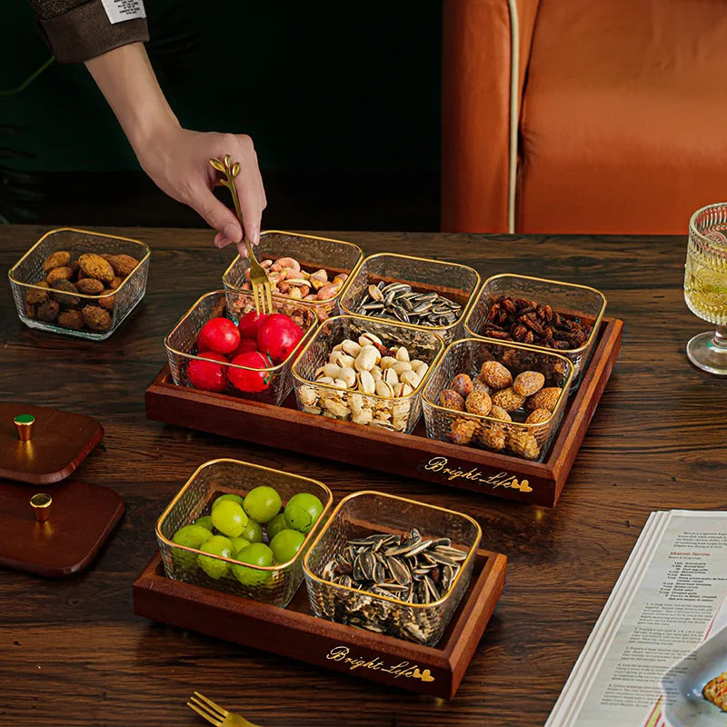 Living Room Chinese Style Fruit Tray Candy Storage Box Covered Lid Tea Table Home Use Dry Fruit Pumpkin Seeds Storage Box