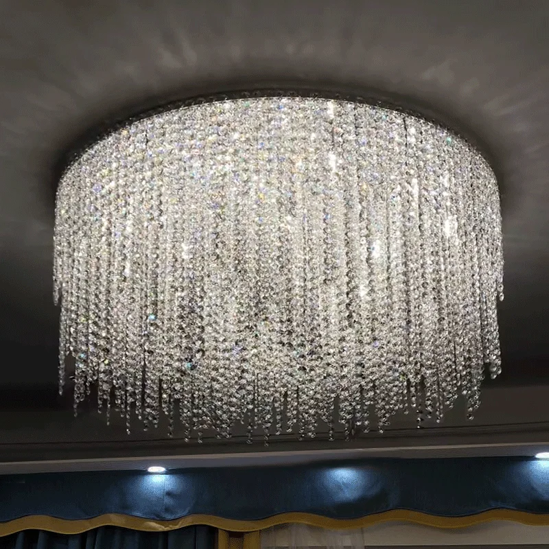 Imagem -02 - Luxo k9 Crystal Gig Pendent Lamp Duplex Floor Lobby do Hotel Sala Escadaria Villa Casa Lustre Decorativo Espiral