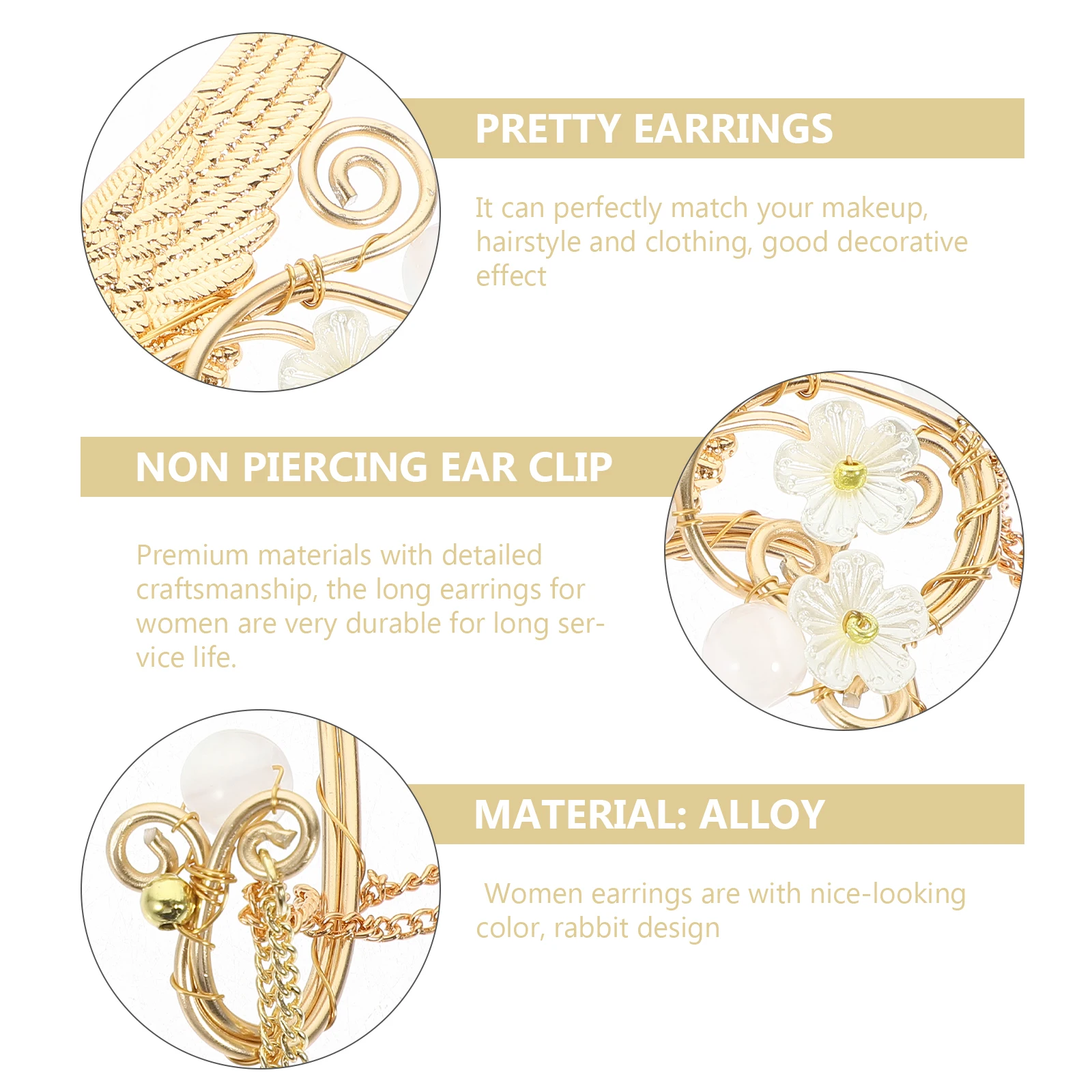 

Earrings Pearl Cuff Pendant Ear Cuff Earrings With Pendant Clip Dangle Non Piercing Long Tassel Elf Ear Hangings Safe Jewelry