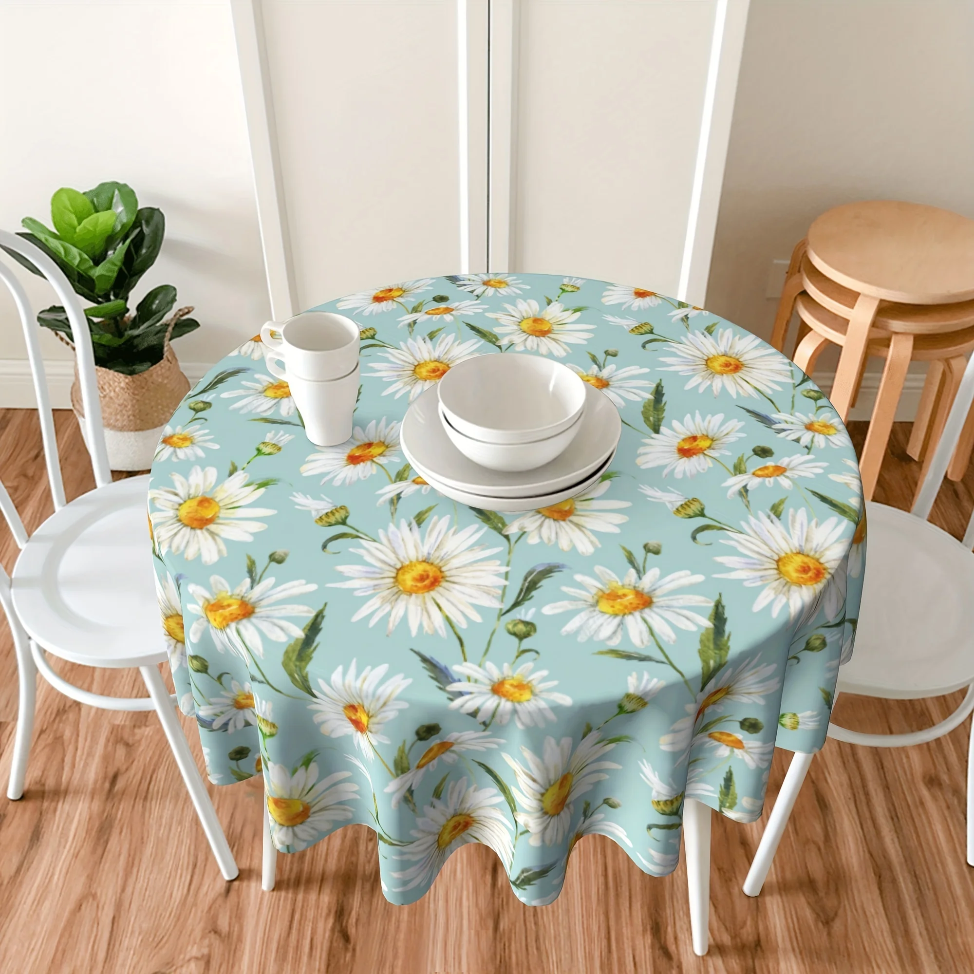 

Spring and summer floral round color flowers round tablecloth waterproof and dustproof wipeable tablecloth coffee picnic mat