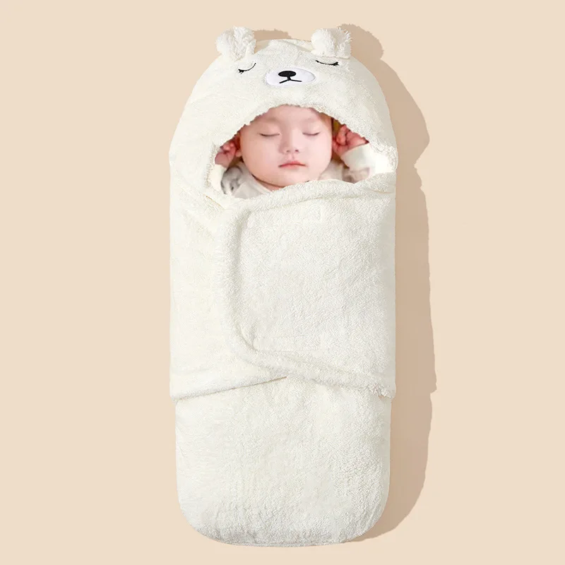 الوليد الطفل لحاف الخريف الشتاء نمط الكرتون غرفة واحدة حزمة ملفوفة غطاء لحاف الحيوان نمط لون نقي المخملية المواد