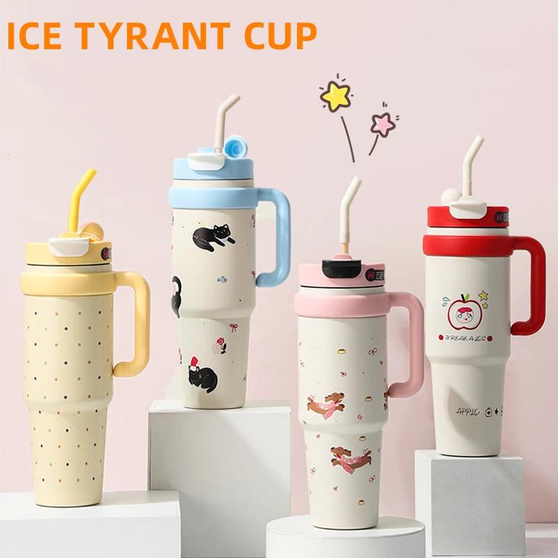 

1000ML Bingba Cup Stainless Steel Cold and Hot Car Large Capacity Portable Handle Cup for 24 Hrs Car Insulation Cup Coffee Water