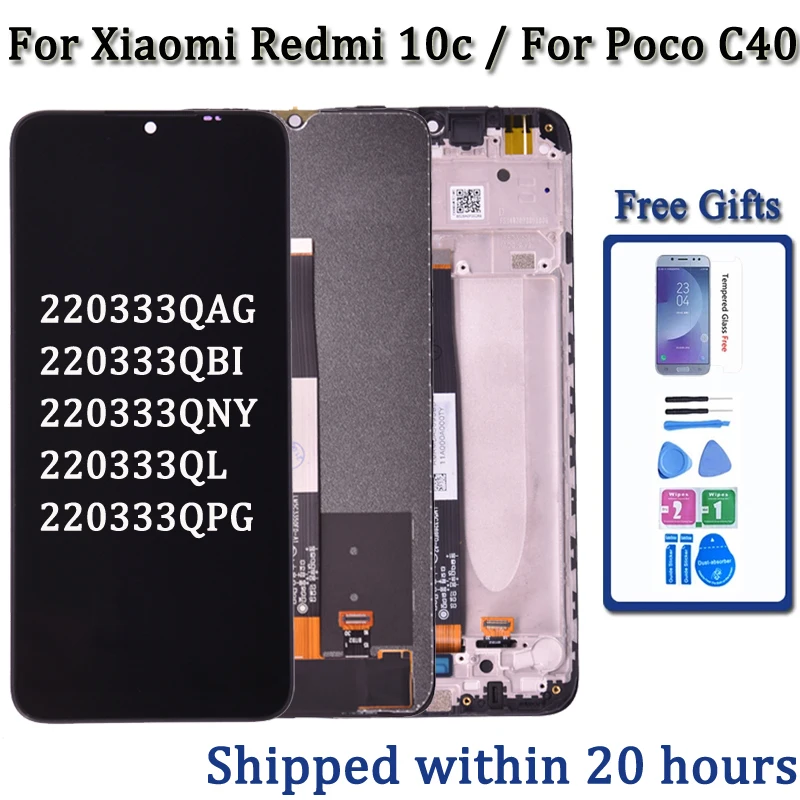 6.71\'\' For Xiaomi Redmi 10C LCD Display Touch Screen Digitizer 220333QAG, 220333QBI For Xiaomi Poco C40 LCD Display Assembly