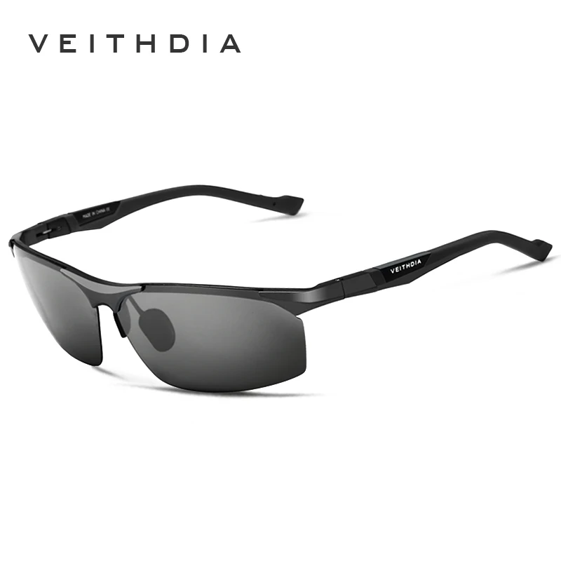 Veithdia-男性用偏光サングラス、アルミニウムマグネシウム、ブルーコーティングミラー、屋外男性用眼鏡アクセサリー、6589