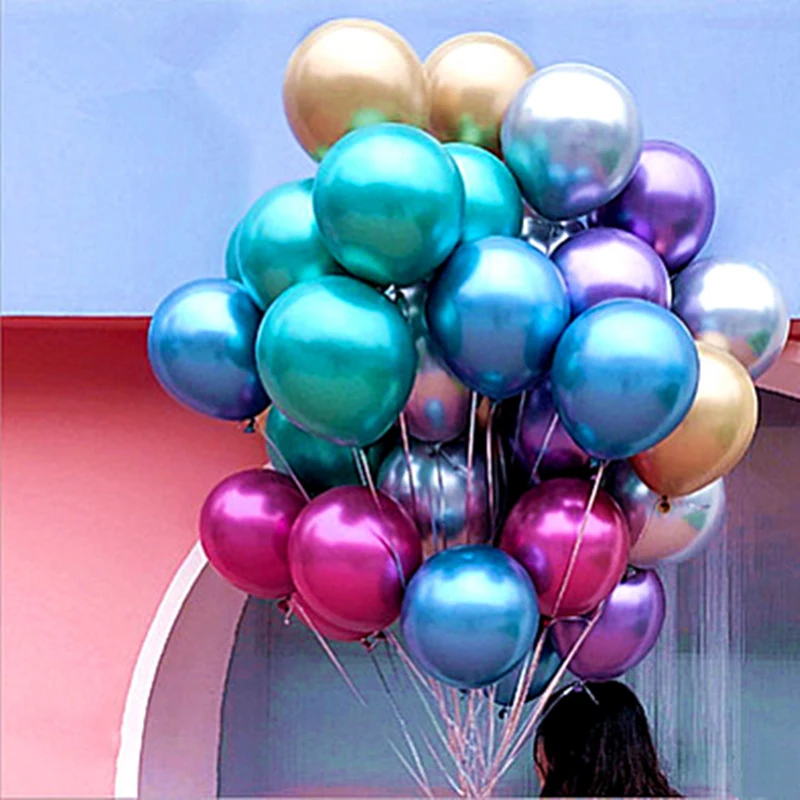 20/30/50pcs 10inch Chrome Metallic Latex Balloons Gold Silver Metal Balloons Birthday Party Inflate Globos Wedding Decor Supplie