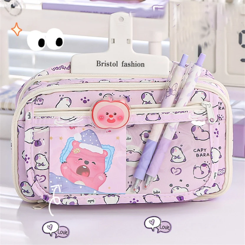 

Large Capacity Pencil Case Box Lapicera Estuches Kawaii Bags Transparent Japanese Organizer Stationery Pouch Material Escolar