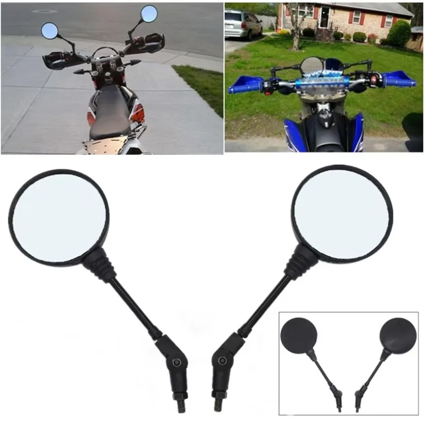 1 Pair Universal Rearview Mirror Motorcycle Scooter Aluminum Alloy Handlebar Collapsible Round Shape Rearview Side Mirror Base