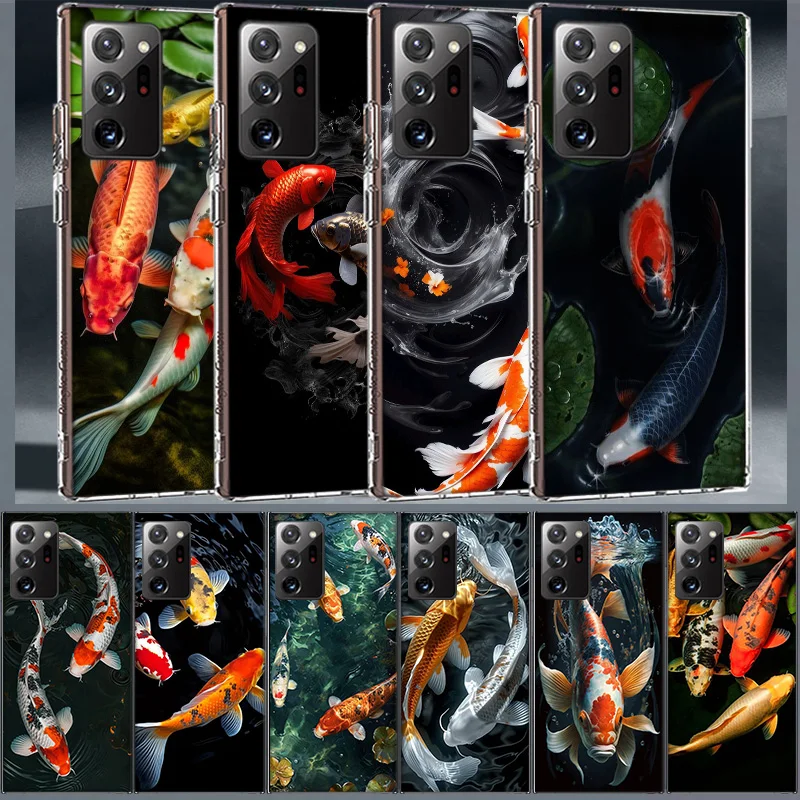 High End Ornamental Fish and Koi Carp Coque For Samsung A55 A35 A25 A15 Phone A05S Note 20 Ultra 10 Lite 9 8 M52 M51 M32 M31 M