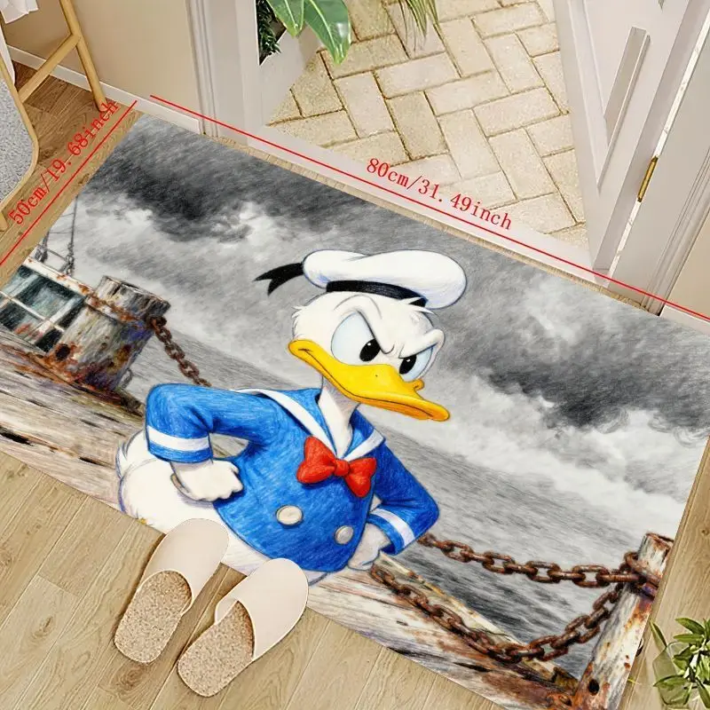 

1 шт., напольный коврик Disney Donald Duck Grumpy Sailor с героями мультфильмов, морской винтажный морской пейзаж, противоскользящий моющийся ковер, ковер для L