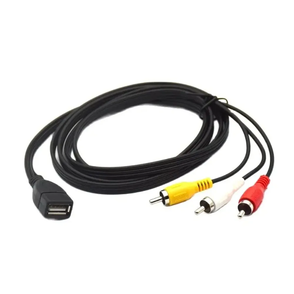 USB Female to 3 RCA Male/Female  AV Cable 1.5m - Audio Video Composite Cord Adapter for TV DVD Player Set-Top Box Home Theater