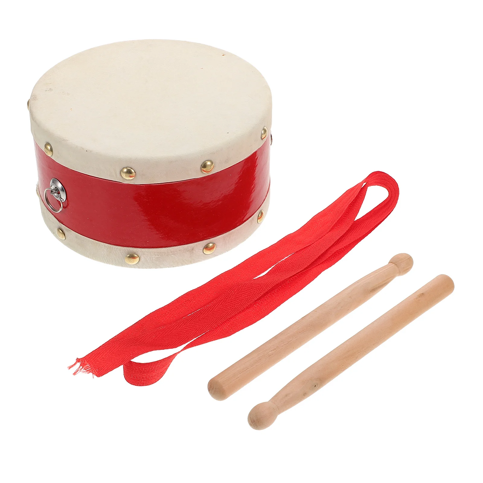 

Red Marching Drum Double Sided Sheepskin Snare Drum Adjustable Tone Volume Preschool Music Educational Instrument