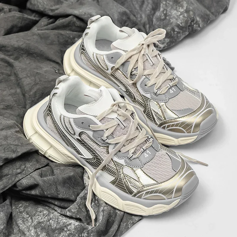 أحذية رياضية نسائية فاخرة مكتنزة 2025 أحذية شبكية قابلة للتنفس للرجال أحذية رياضية للجري للسيدات أحذية فلكنيز للياقة البدنية