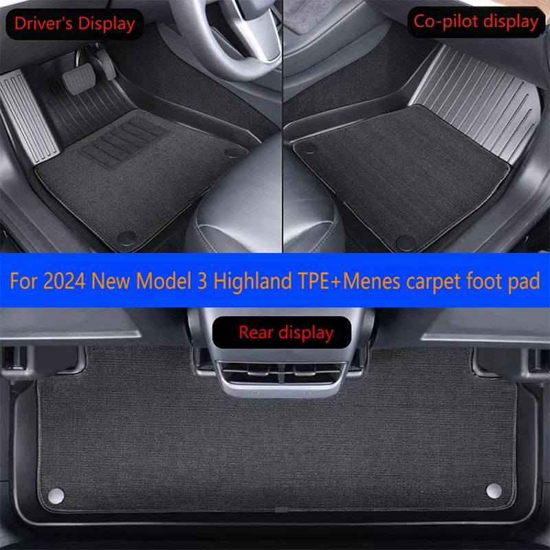 TPE الحصير سيارة ل جديد تسلا Model3 هايلاند 2024 منصات القدم الحصير الأمتعة حصيرة مجموعة أربعة مواسم مقاوم للماء المضادة للانزلاق فرش داخلي للسيارات والشاحنات #3