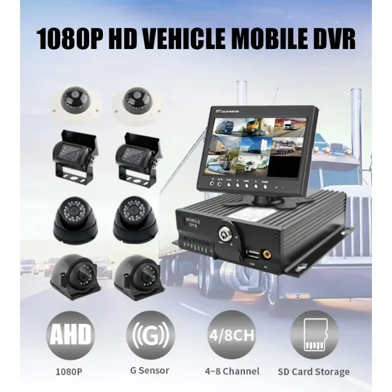 8 Channel Vehicle Fleet Cam Car 4CH 1080P WIFI GPS 3G 4G HDD Mdvr Mobile DVR System Kit Recorder Camera on Side The School Bus