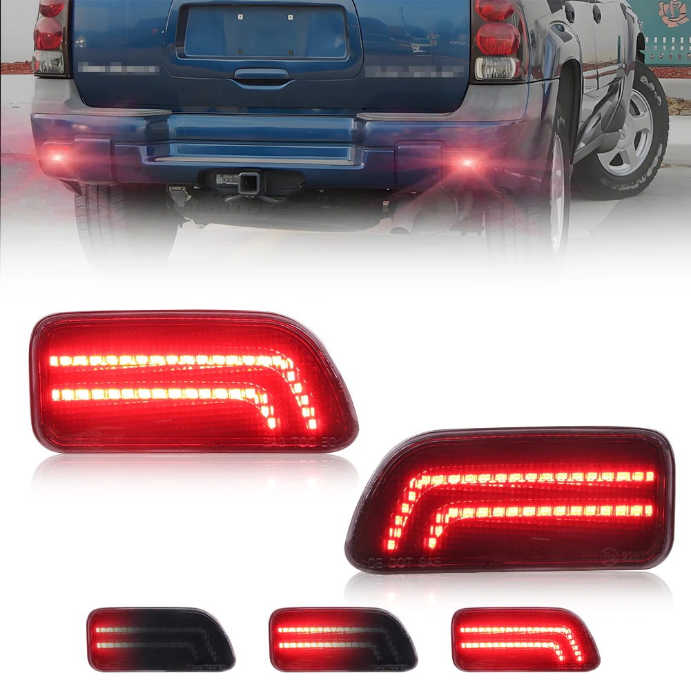 

2X Rear Bumper Brake Light Tail Light Reflector Light Turn Signal Light With Red LED For 2002-2009 Chevrolet Trailblazer