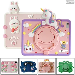 Funda de silicona con dibujos de unicornios para niños, funda con soporte de mango para IPad 10,9, 10,2, 7a, 8, 9, 10a generación, Air 2, 3, 4,5, Mini, 6 Pro, 10,5, 11, 2022