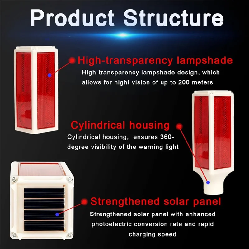ABFI Warning Flash Light With 2 Lighting Modes, 4Pcs Solar Lights Outdoor,Waterproof Driveway Markers Reflective